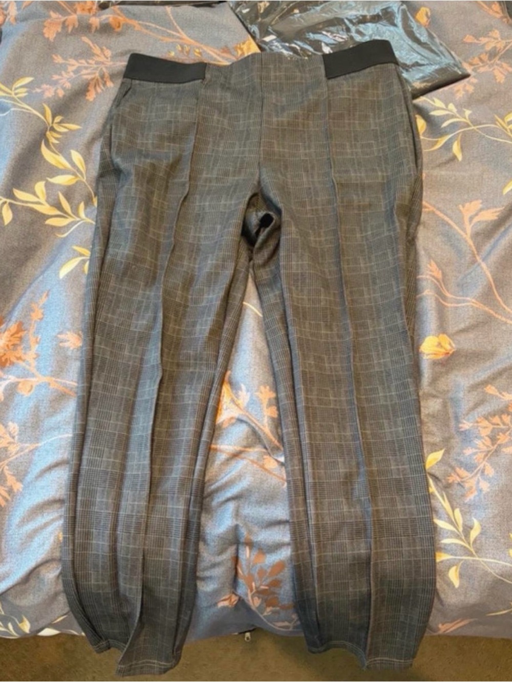 Gray Plaid Work Pants